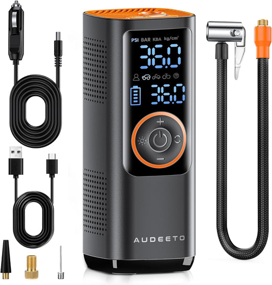 AUDEETO Portable Air Compressor: 5X Faster Inflation, Cordless & Powerful