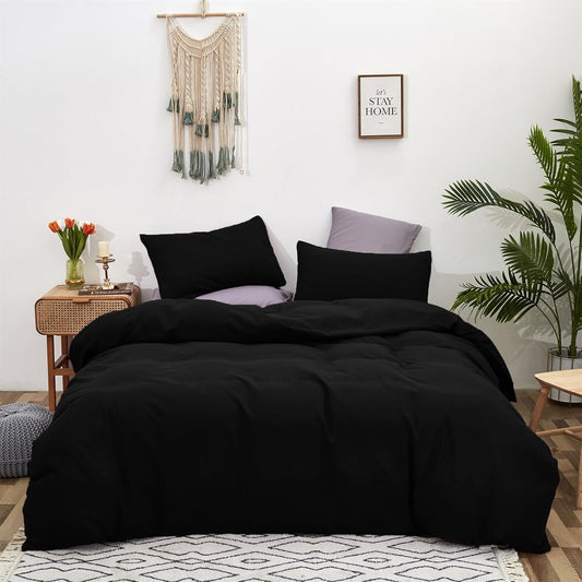 Cottonight Black Comforter Set Full Soft Quilts for Modern Beds