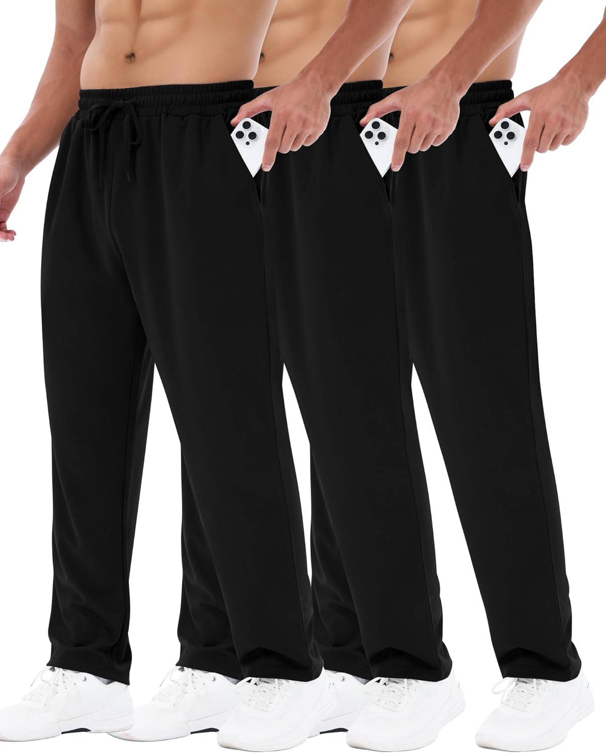 3 Pack Mens Sweatpants with Pockets for Gym and Casual Wear