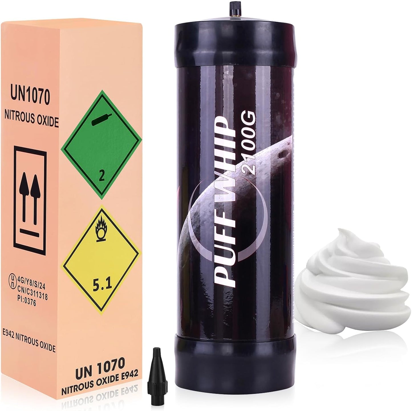 Deluxe 3.3L Nitrous Oxide Tank - Whip 2100G Cream