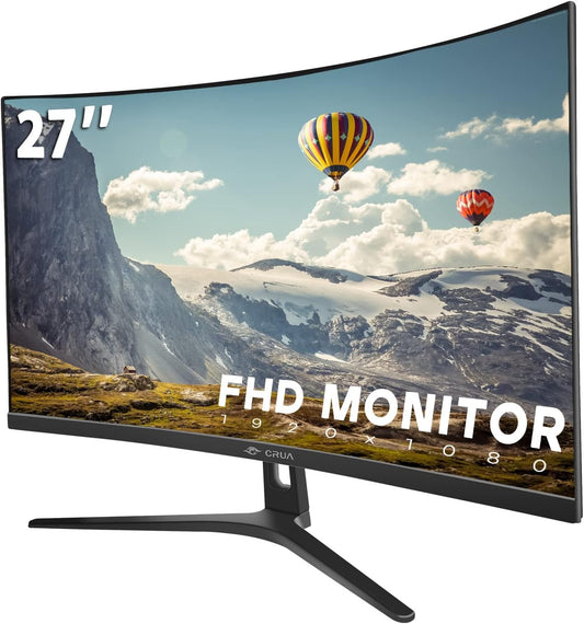 FHD Curved Monitor, 100HZ VA Panel, sRGB, Blue Light Filter - Ideal for Office & Dorm