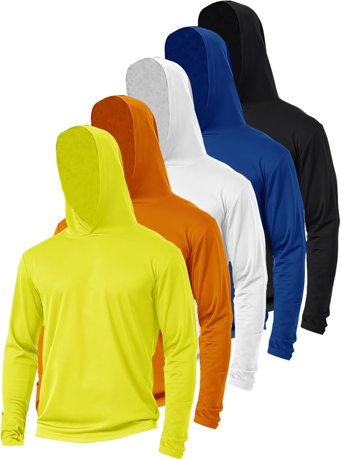5 Pack Sun Protection Hoodie for Men - UV Long Sleeve Shirts