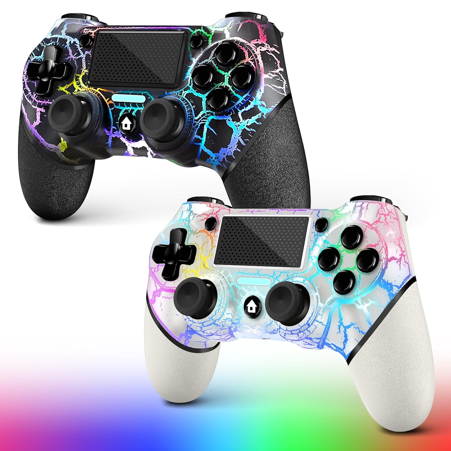 AceGamer Wireless PS4 Controller 2 Pack with RGB Light Function