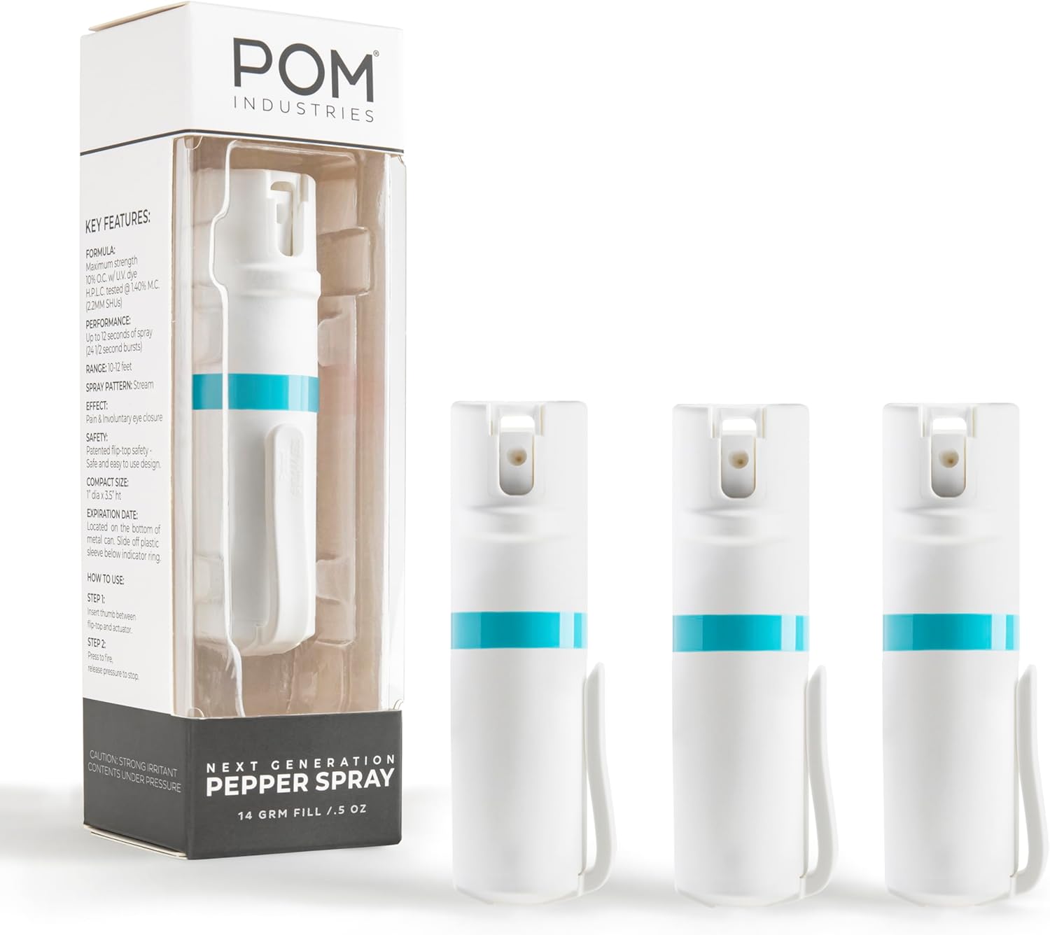 POM Pepper Spray with Quick Flip Top for Everyday Carry Safety