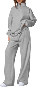 Womens Two Piece Tracksuit Set - Cozy Quarter Zip Sweatsuit