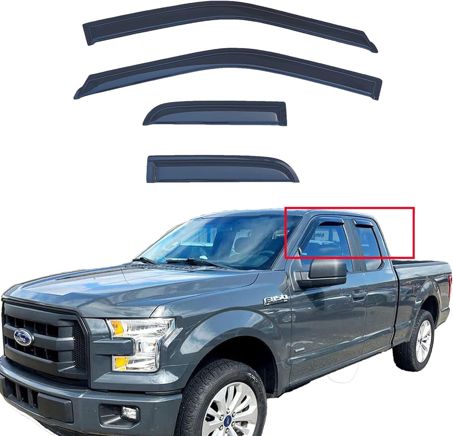 Tape On Window Visors for 2015-2025 Ford F-150 & Super Duty