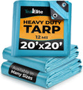 Tarps Heavy Duty Waterproof 20x20 12 mil Thick Tarp - Durable Cover