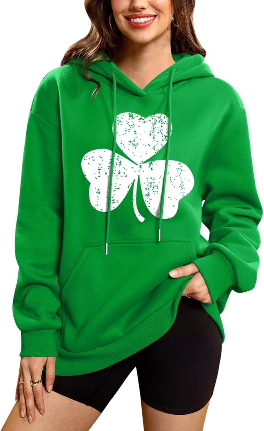St. Patrick's Day Green Hoodie with Shamrock Print