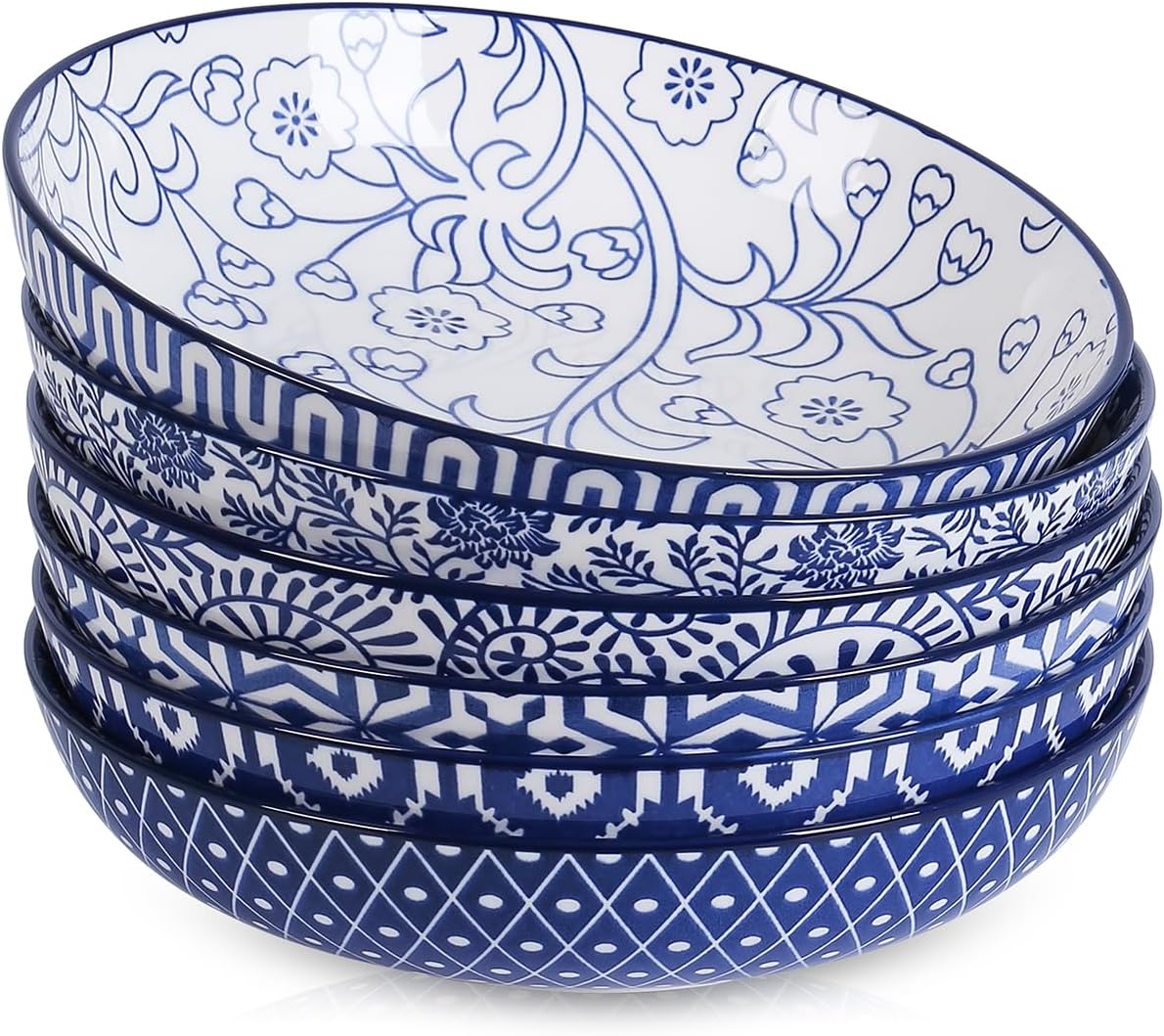Selamica Ceramic Pasta Bowls Set for Large Portions and Style