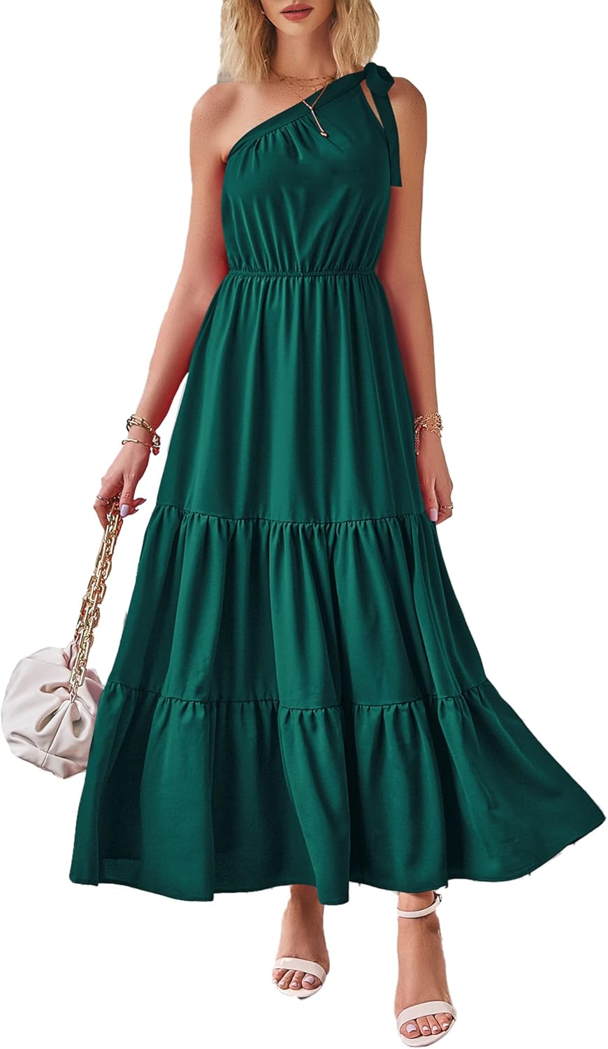 Ditsy Floral One Shoulder Maxi Dress for Summer Weddings