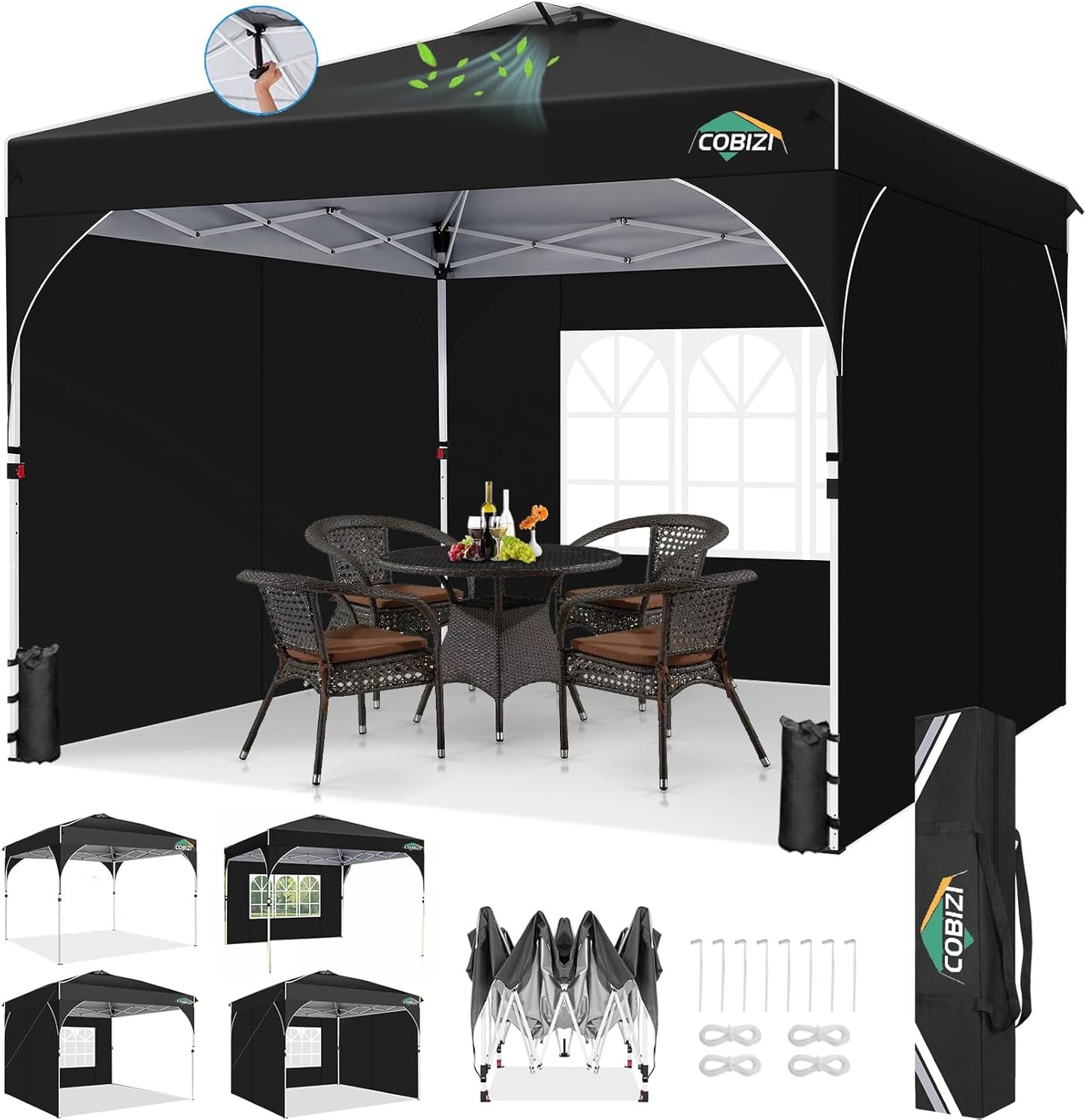 COBIZI 10x10 Pop Up Canopy Tent for Events, BBQs, and Camping