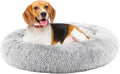 Calming Donut Dog Bed 30.7in Round - Cozy Faux Fur Cuddler