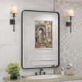 22x30 in Black Metal Framed Bathroom Mirror Rectangle Rounded Corners