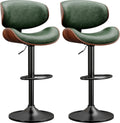 Bar Stools Modern PU Leather Adjustable Swivel Barstools - Mid Century