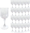 Plastic Wine Glasses Vintage Style - 24 Clear Goblets for Events