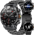 Military Smart Watch for Men with 800mAh Battery and LED Flashlight