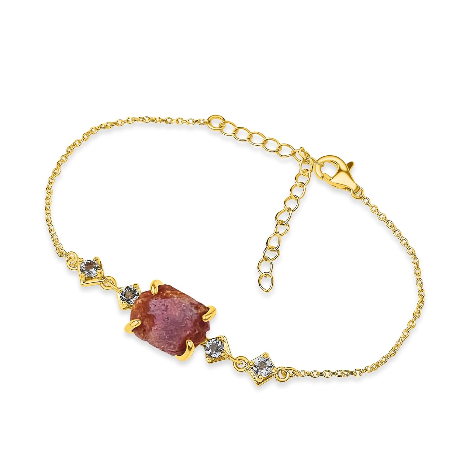 Raw Ruby Chain Bracelet for July Birthstone Gift for Her