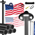 Heavy Duty Flag Pole Kit with Solar Light, 20 ft - Night Illumination