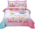 Unicorn Full Bedding Set for Girls Kids - 8 Piece Sparkle Comforter