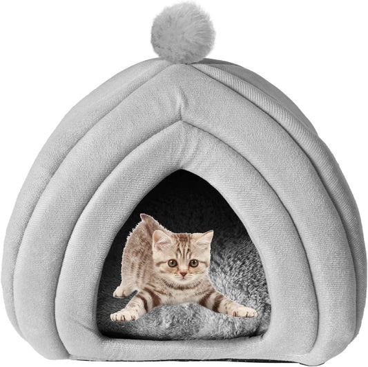 Cozy Foldable Cat Bed for Small Cats - Washable Cushion - Anti-slip Bottom