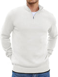 Mens Quarter Zip Up Pullover Slim Fit Lightweight Mock Neck Sweater
