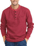 Long Sleeve Henley Waffle Thermal Shirt for Men - Casual Warmth ZITY