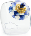 Cookie Jar with Enamel Lid, 1-Gallon Royal Check - Clear Glass Treat