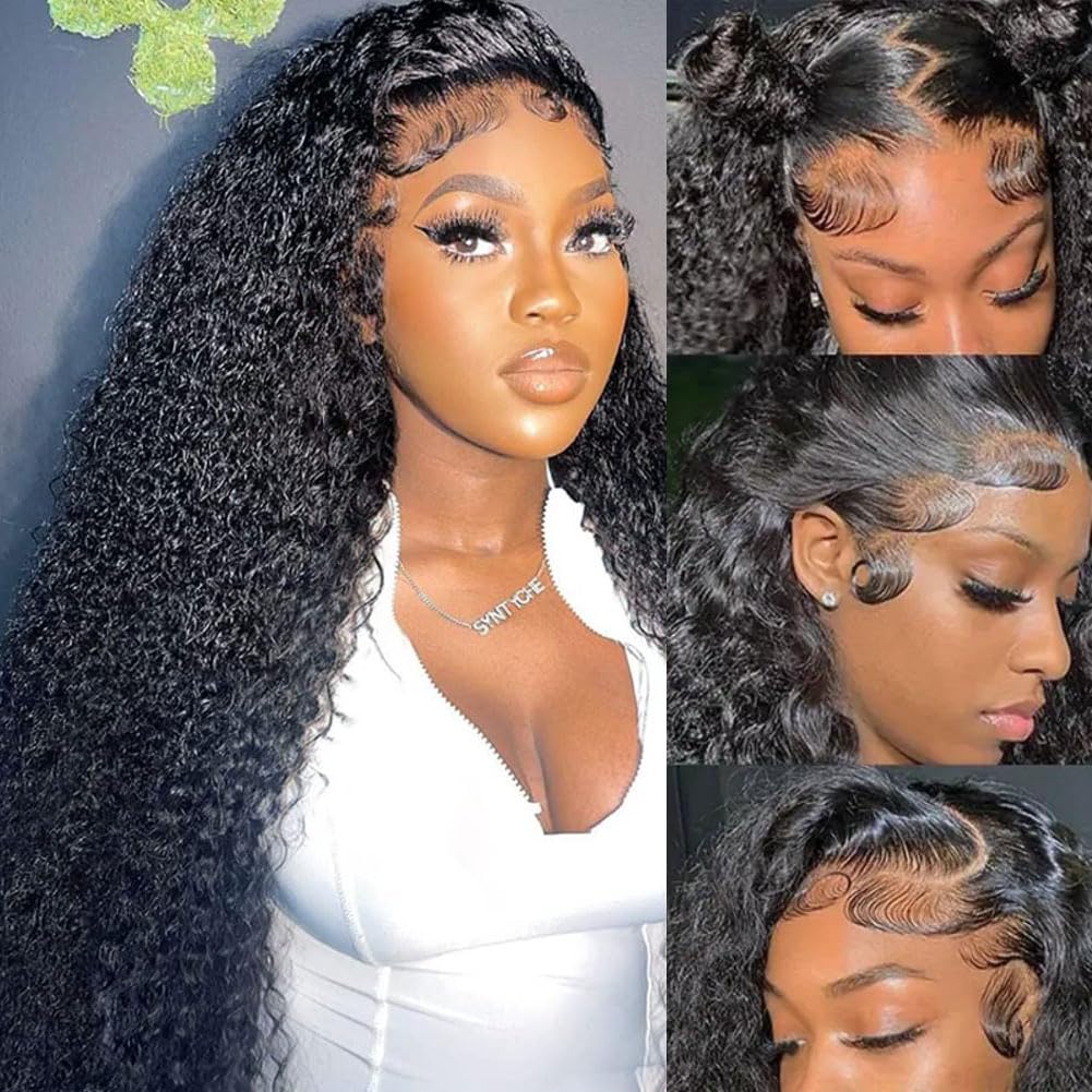 Aomllute 28 Inch Deep Wave Lace Front Wigs Human Hair Quality