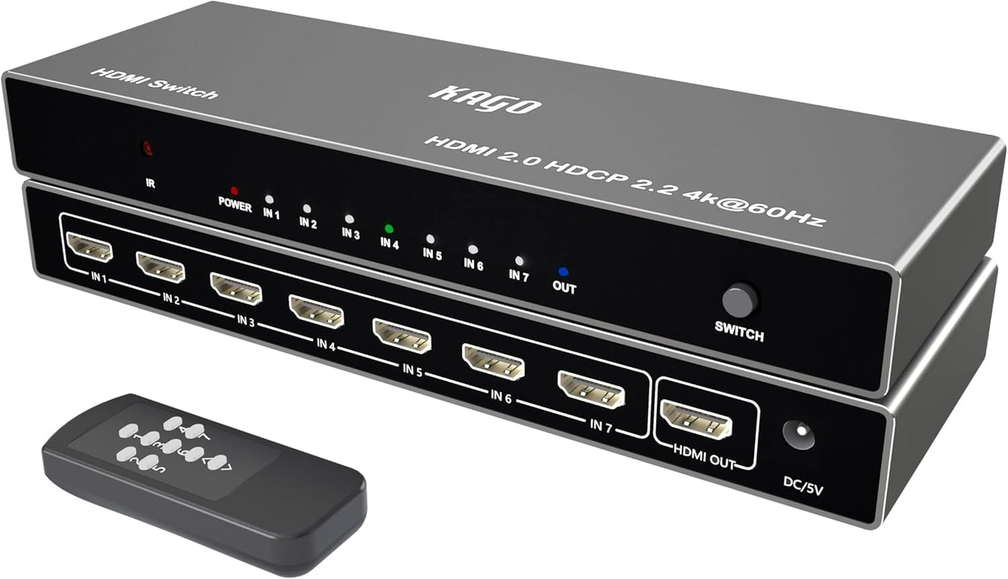 KAGO HDMI Switch 7 in 1 Out 4K@60Hz for Ultimate Connectivity