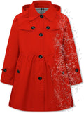 Girls Lightweight Waterproof Hooded Trench Coat - Cute Plaid Lined