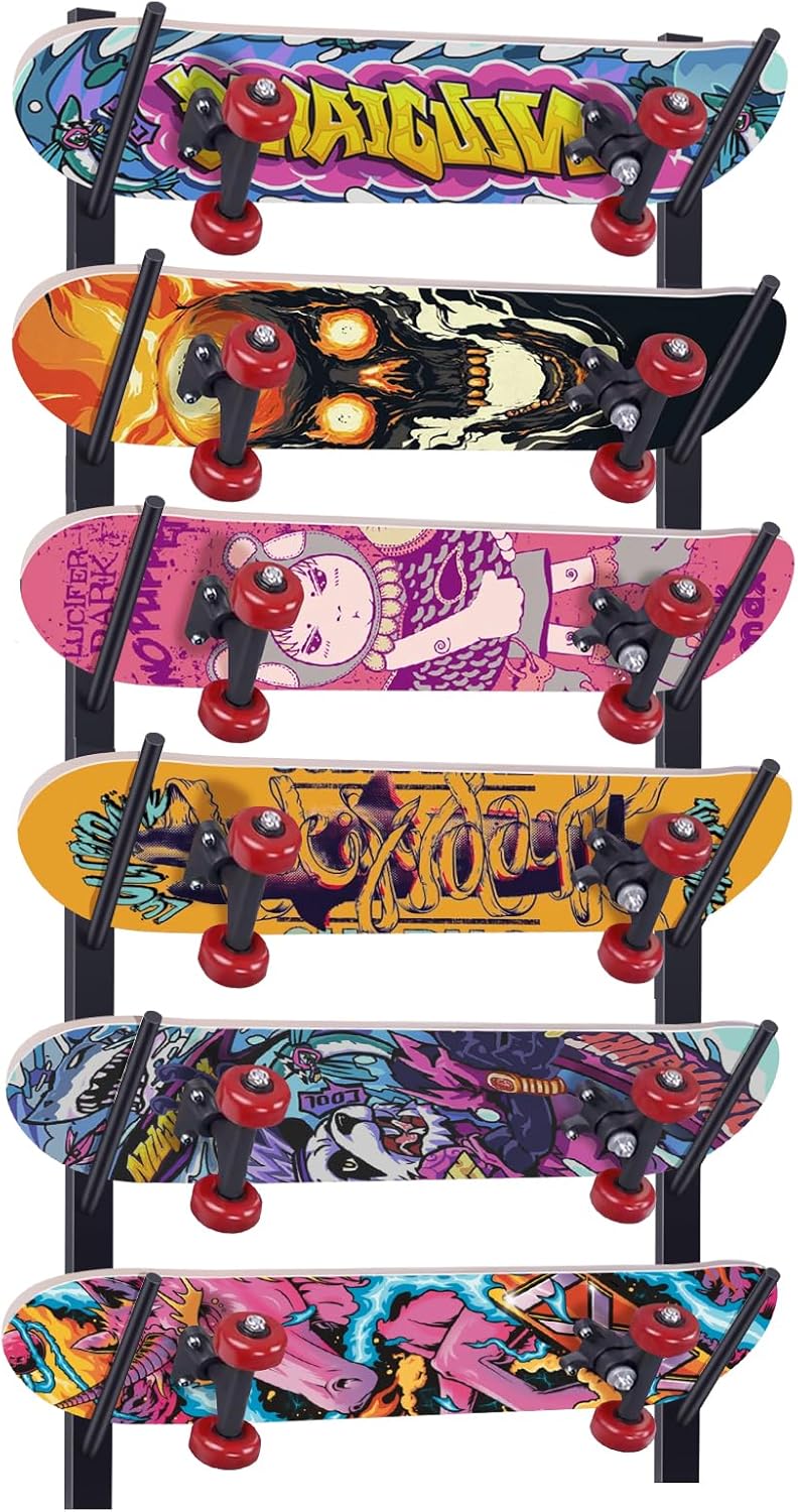 6-Tier Skateboard & Snowboard Rack - Space-Saving Storage