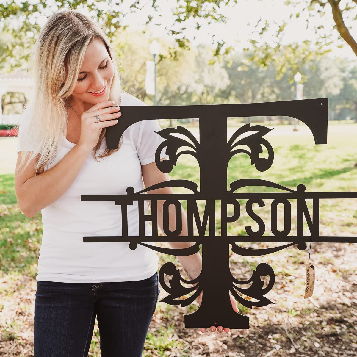 Personalized Metal Yard Sign for Last Name Monogram Decor
