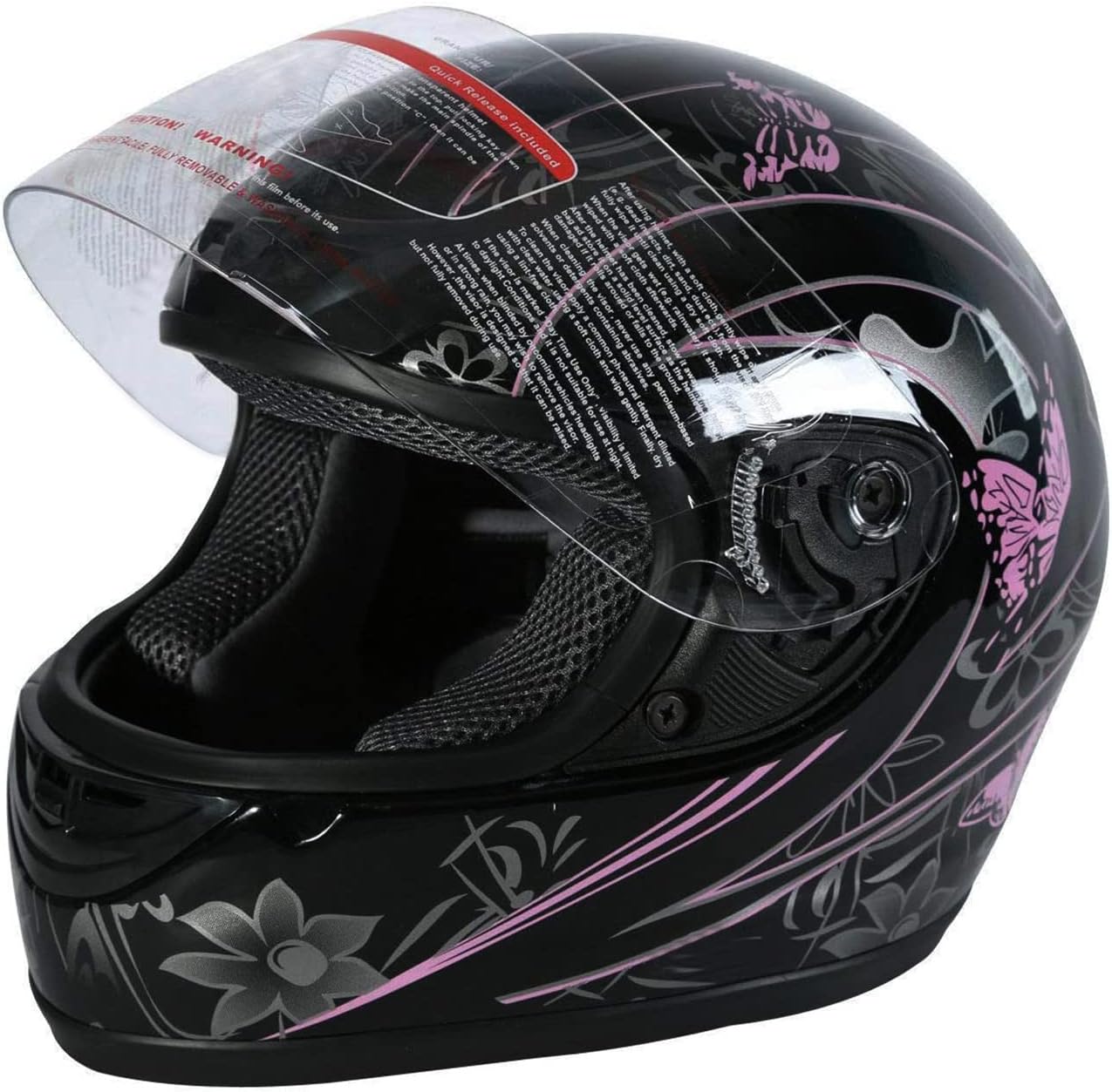 TCT-MOTORPARTS Full Face Helmet for Women and Men in Pink Black