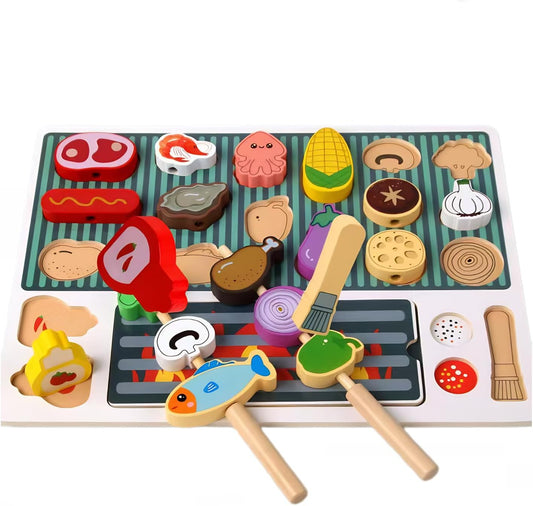 Montessori BBQ Playset for Toddlers 3-8, Interactive Learning Toy Set, Zilynhom