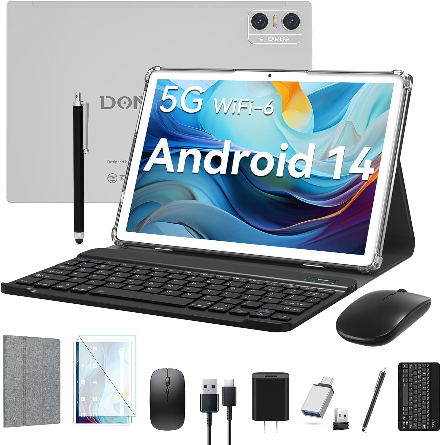 Powerful 10 inch Android 14 Tablet with Keyboard and Stylus