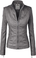 Made By Johnny Faux Leather Zip Up Moto Biker Jacket - Casual Edge