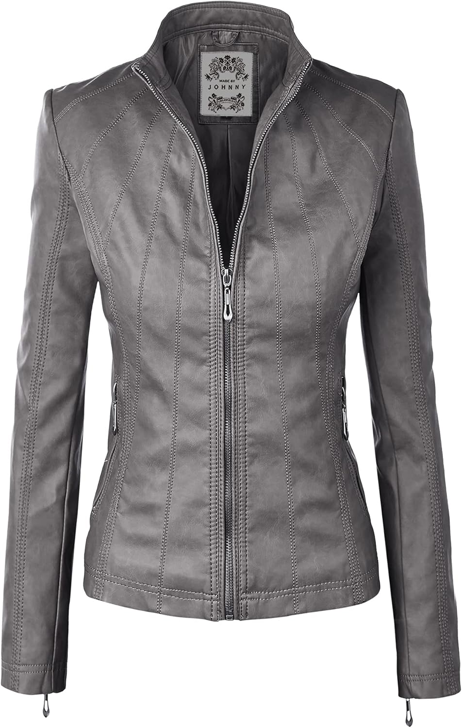 Faux Leather Zip Up Moto Biker Jacket for Women by Made By Johnny