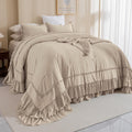Masaca Oversized King Comforter 128x120 - Farmhouse Ruffled Comfort