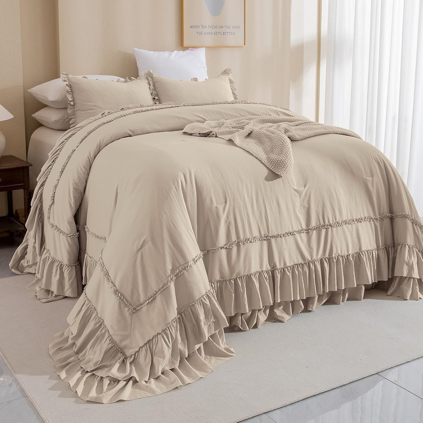 Masaca Oversized King Comforter Set for Vintage Farmhouse Style