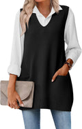 Zeagoo Womens Sweater Vest Oversized V Neck with Pockets - Cozy