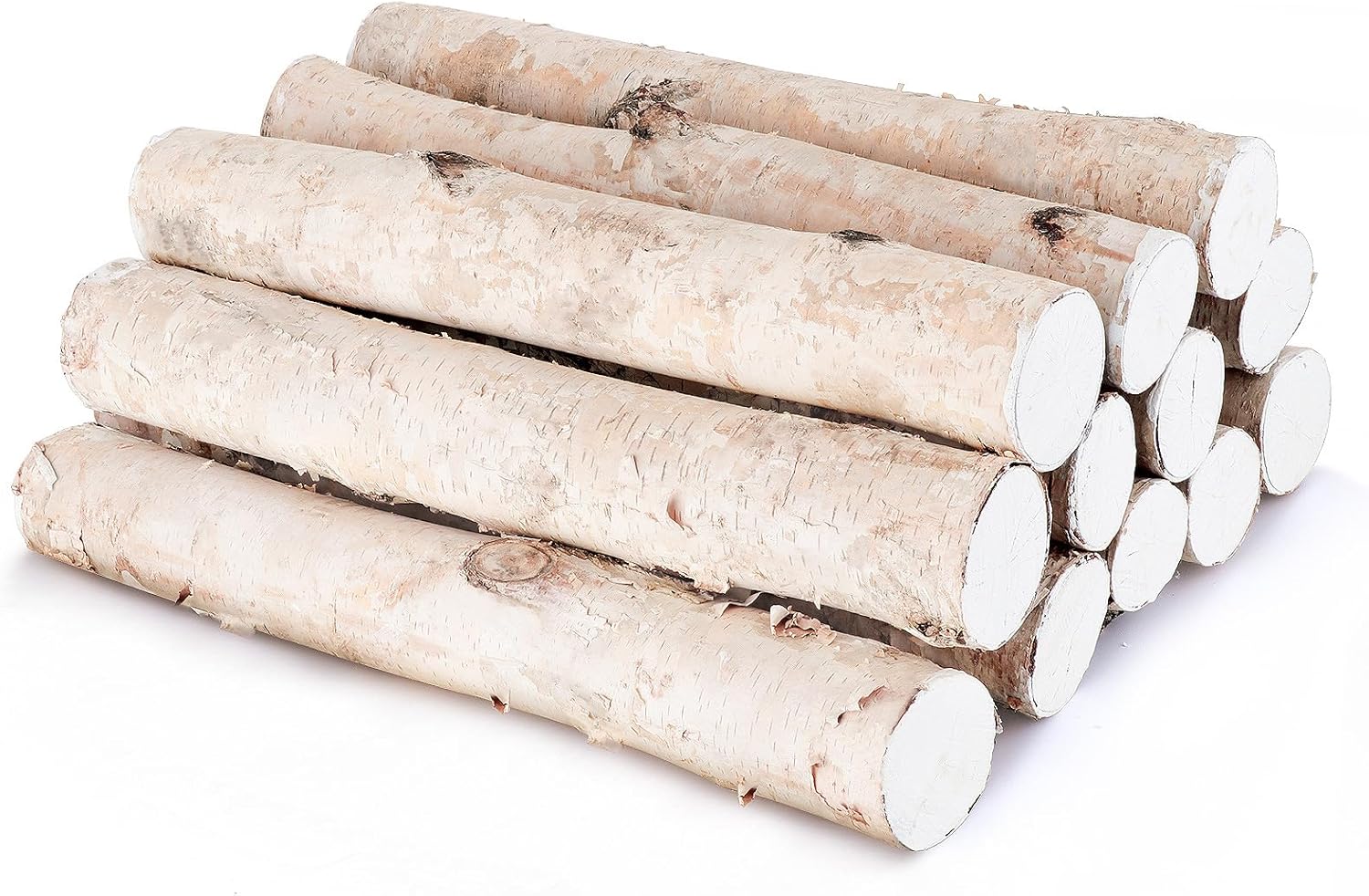 Birch Wood Logs for Fireplace Decor and DIY Projects - 12 Pack