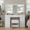 White Vanity Desk with Illuminated Mirror & Power Outlet - Luxe Glow-Up Set