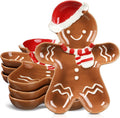 Christmas Ceramic Gingerbread Plates 4-Pack - Cute Holiday Snack