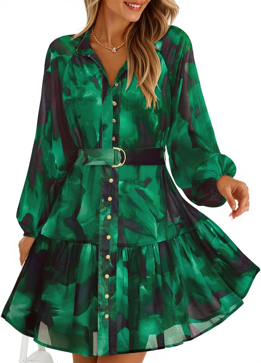 ZESICA Womens Fall Floral Mini Dress for Stylish Occasions