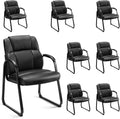 DUMOS Office Desk Guest Chair Set of 8 - Comfortable PU Leather