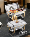 VEVOR Chafing Dish Buffet Set 8 Qt 2 Pack - Elegant Gold Catering