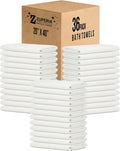 ZUPERIA White Bath Towels Bulk 36 Pack - Economy Quick Dry