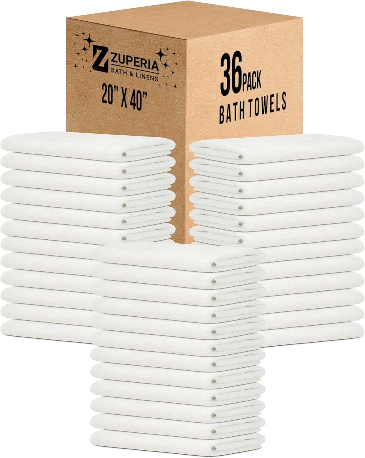 Zuperia Bulk Bath Towels 36 Pack - Soft, Quick Dry, Absorbent