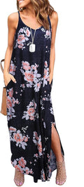Women's Summer Casual Sleeveless V Neck Strappy Maxi Dress - Beach