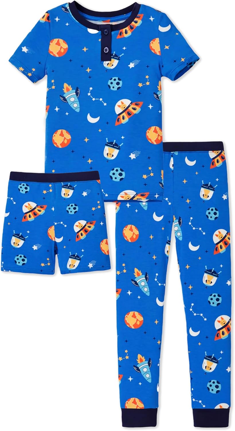 Kids 3-Piece Pajama Set with Bamboo Viscose for Comfort Sleep